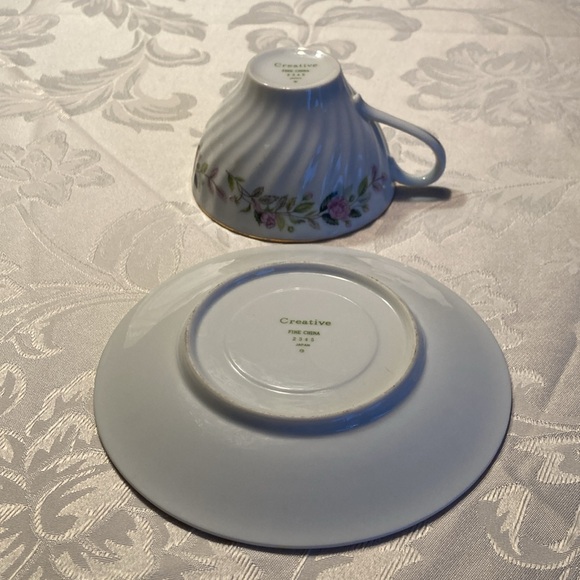 CREATIVE porcelain cup/saucer from Japan with pink roses, green leaves $25 - Picture 3 of 8